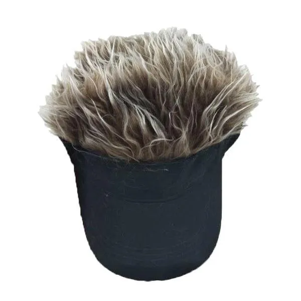 Adjustable Man Baseball Cap Wig with Hairs Visor Sun Hat