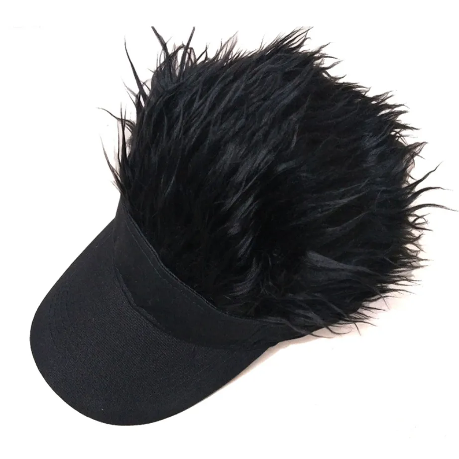 Adjustable Man Baseball Cap Wig with Hairs Visor Sun Hat
