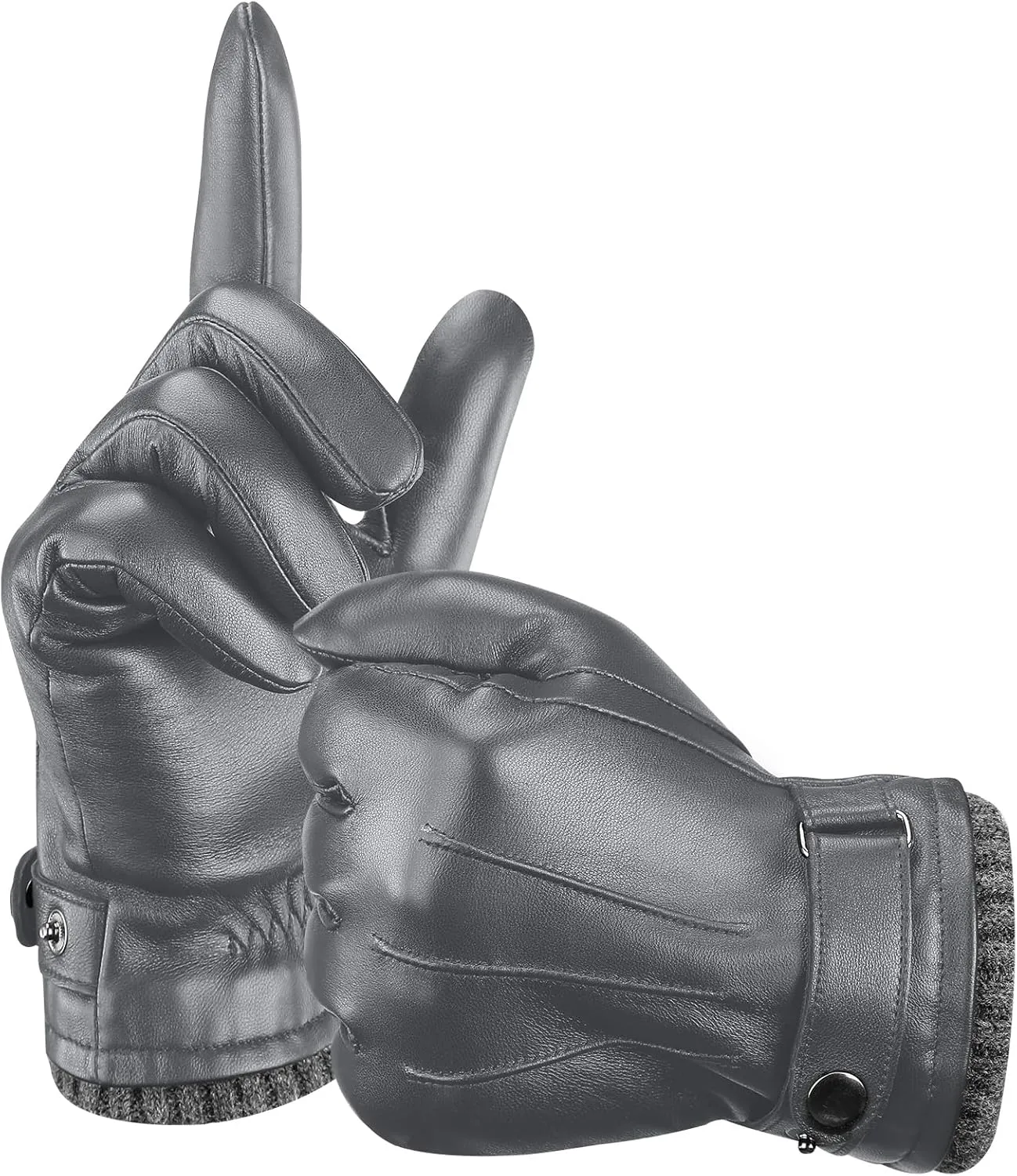 Aegend Leather Gloves for Men, Soft Warm Lining Full Hand Touchscreen Winter Gift Thermal