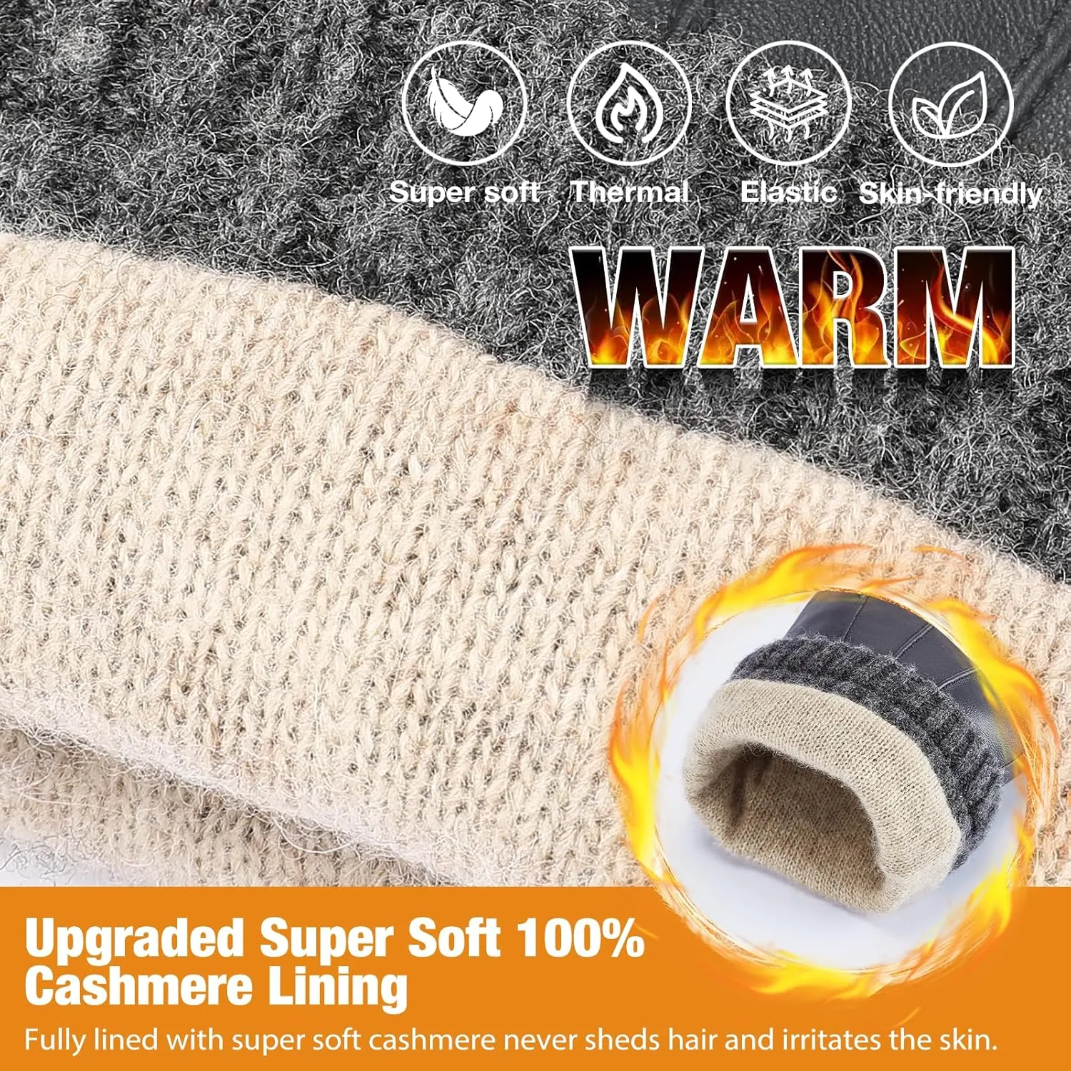 Aegend Leather Gloves for Men, Soft Warm Lining Full Hand Touchscreen Winter Gift Thermal