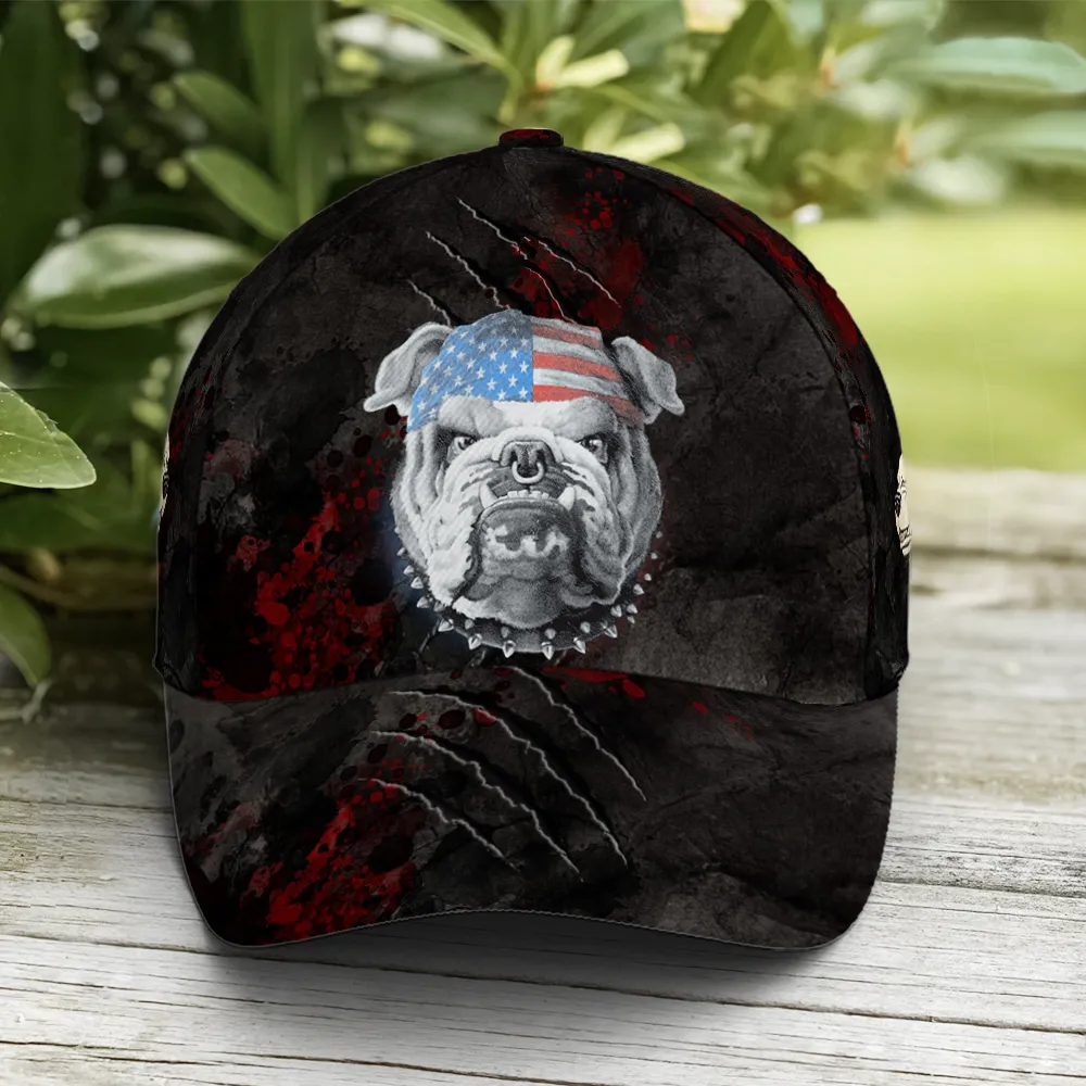 Angry Bulldog American Flag Baseball Cap Coolspod