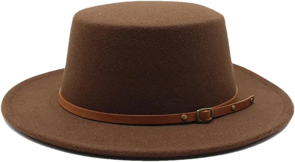 British Style Child Fedora Hats Boy Girls Kids Flat Top Felt Jazz Hat Formal Party Dress Cap