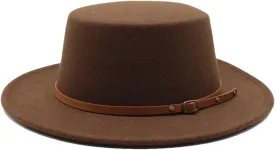 British Style Child Fedora Hats Boy Girls Kids Flat Top Felt Jazz Hat Formal Party Dress Cap