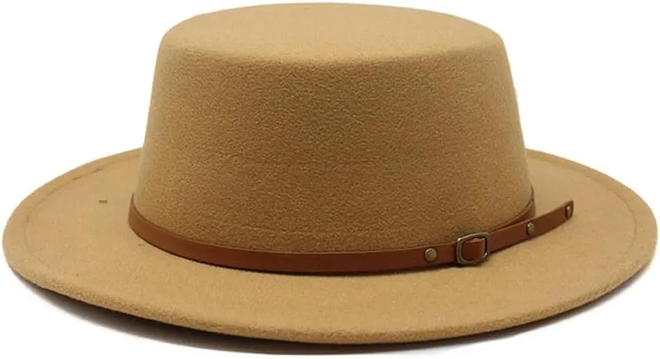 British Style Child Fedora Hats Boy Girls Kids Flat Top Felt Jazz Hat Formal Party Dress Cap