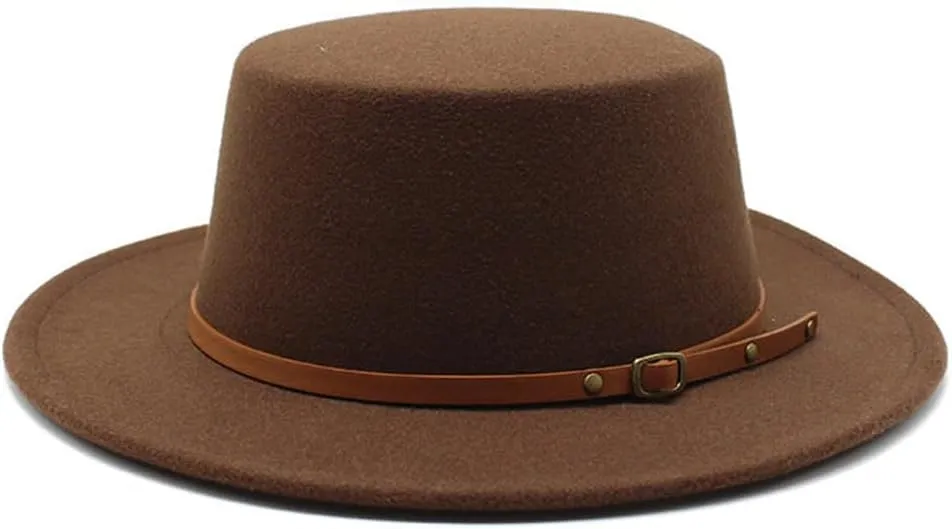 British Style Child Fedora Hats Boy Girls Kids Flat Top Felt Jazz Hat Formal Party Dress Cap