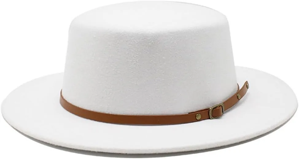 British Style Child Fedora Hats Boy Girls Kids Flat Top Felt Jazz Hat Formal Party Dress Cap