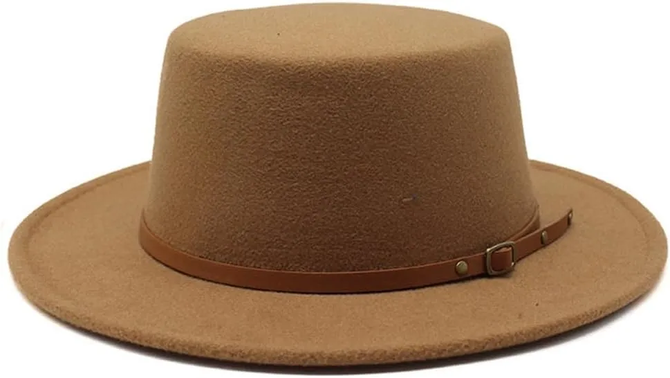 British Style Child Fedora Hats Boy Girls Kids Flat Top Felt Jazz Hat Formal Party Dress Cap