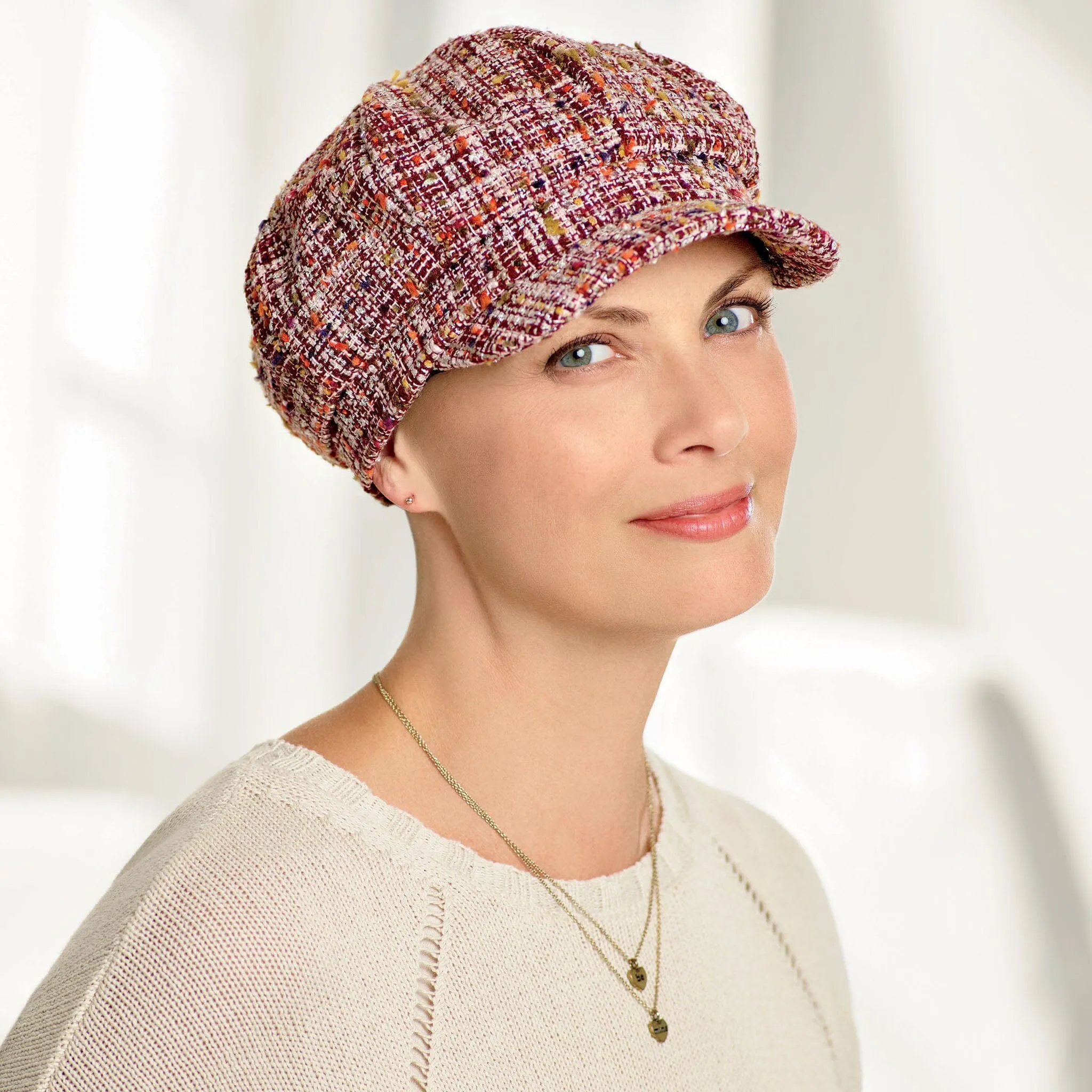 Classic Chenille Tweed Newsboy Cap