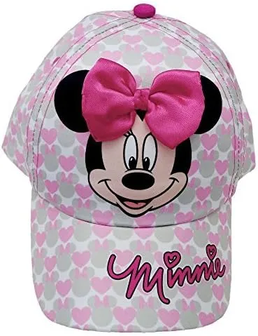 Disney Girls' Minnie Mouse Baseball Cap - 3D Bow Curved Brim Strap Back Hat (4-7)