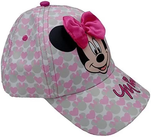 Disney Girls' Minnie Mouse Baseball Cap - 3D Bow Curved Brim Strap Back Hat (4-7)