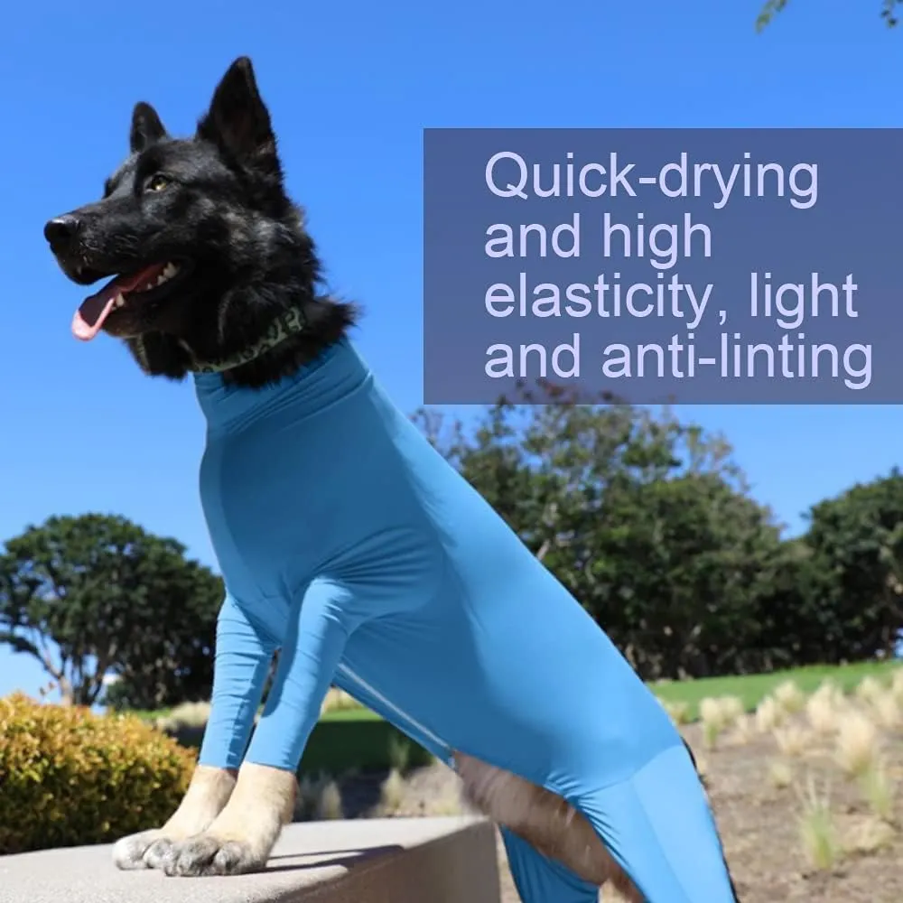 Dog Recovery Suit Abdominal Wound After Surgery Wear, Dog Anti-Licking Elastic Tights Bodysuit, Preventing Full Body for Shedding, Allergy, Wound Protection, E Collar Alternative (Blue, Large)