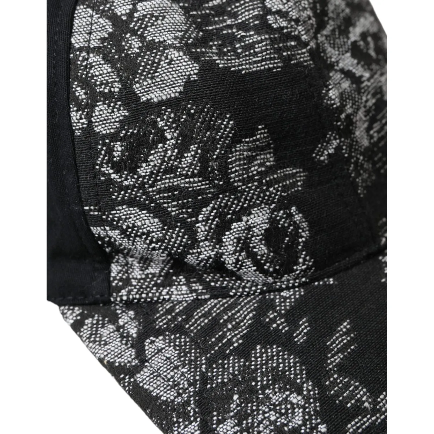 Dolce & Gabbana Black Silver Floral Print Baseball Hat Men