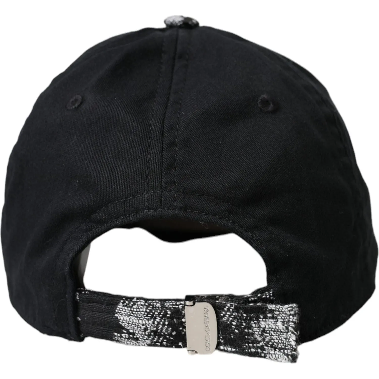 Dolce & Gabbana Black Silver Floral Print Baseball Hat Men
