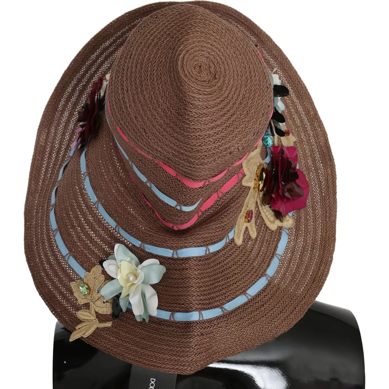 Dolce & Gabbana Elegant Floppy Straw Hat with Floral Accents