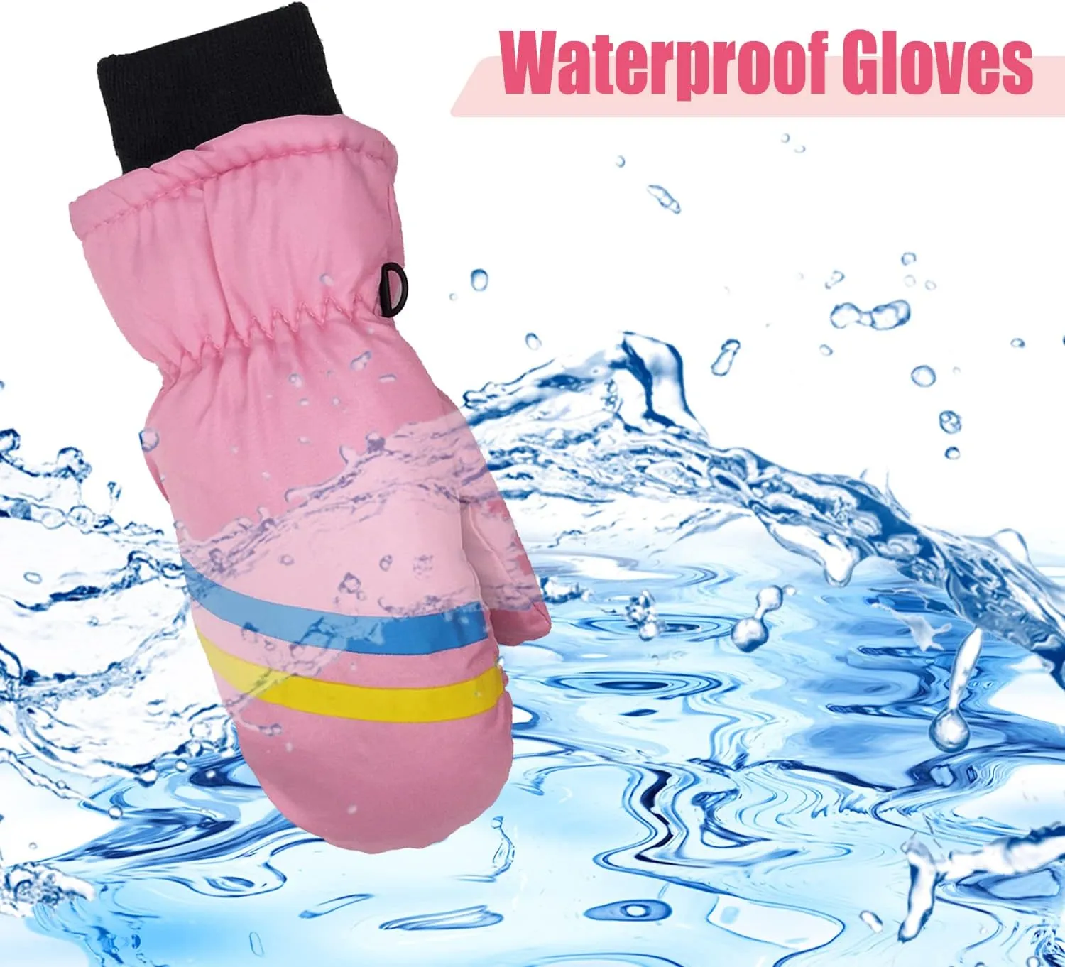 DOOVID Toddler Mittens Winter Warm Ski Mittens Waterproof Fleece Lined Kids Outdoor Snow Gloves