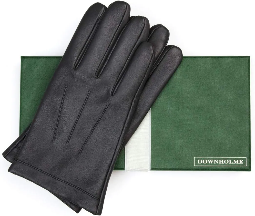 Downholme Touchscreen Leather Cashmere Lined Gloves for Men