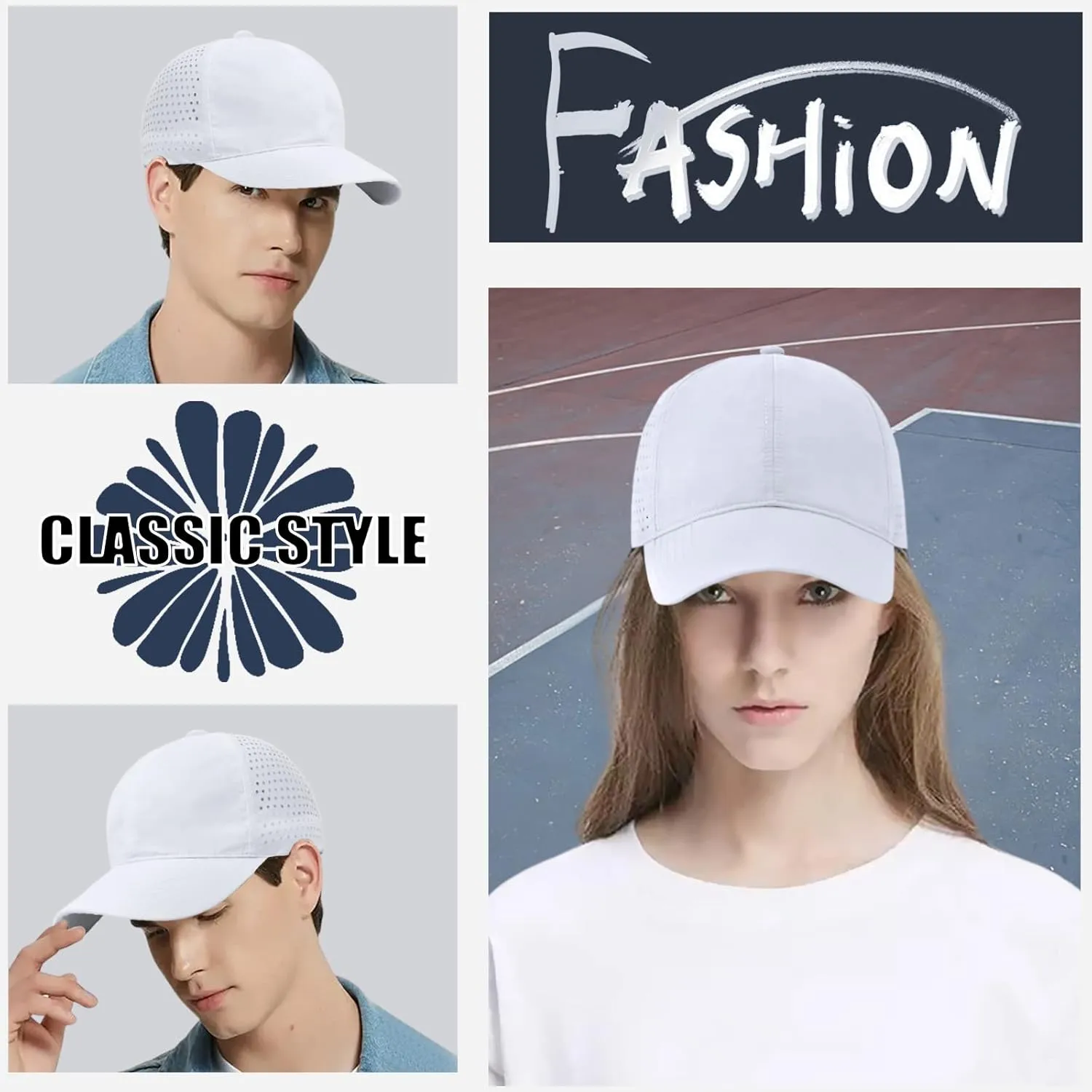 Enwokran Men Quick Dry Sport Baseball Cap, Athletic Fitted Cap Mesh Adjustable Plain Hat Running Trucker Hat for Women