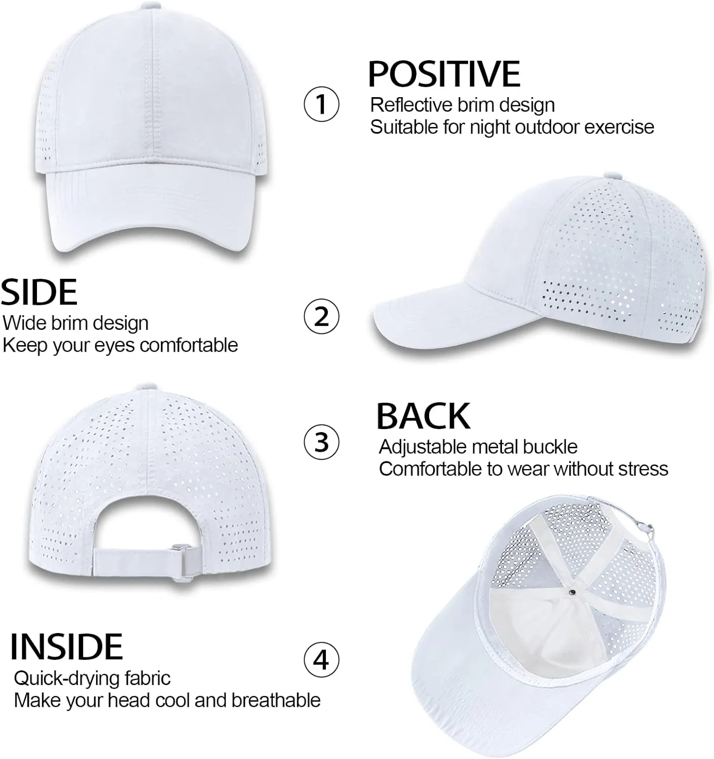 Enwokran Men Quick Dry Sport Baseball Cap, Athletic Fitted Cap Mesh Adjustable Plain Hat Running Trucker Hat for Women