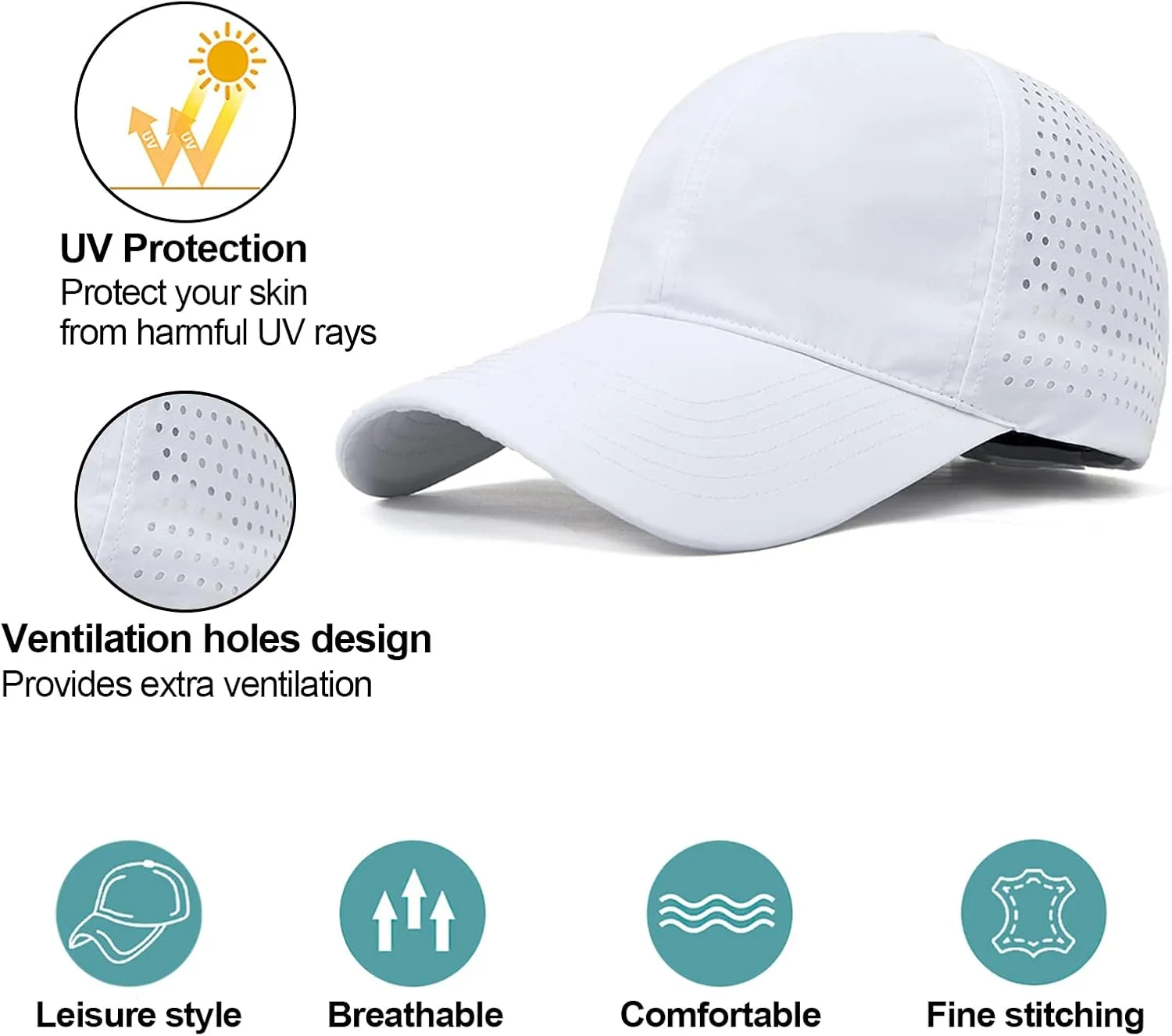 Enwokran Men Quick Dry Sport Baseball Cap, Athletic Fitted Cap Mesh Adjustable Plain Hat Running Trucker Hat for Women