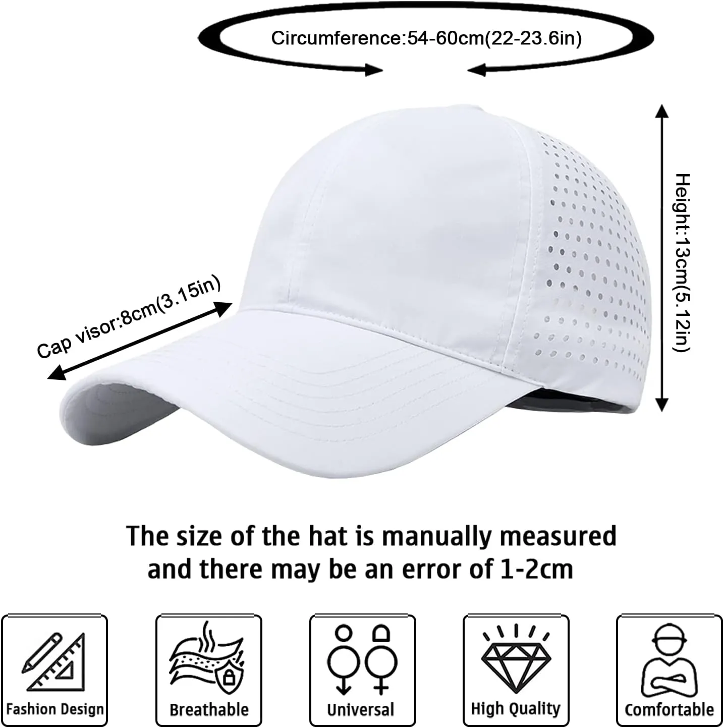 Enwokran Men Quick Dry Sport Baseball Cap, Athletic Fitted Cap Mesh Adjustable Plain Hat Running Trucker Hat for Women