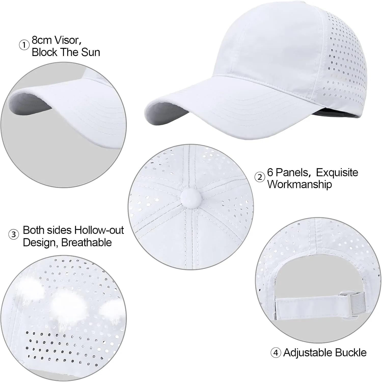 Enwokran Men Quick Dry Sport Baseball Cap, Athletic Fitted Cap Mesh Adjustable Plain Hat Running Trucker Hat for Women