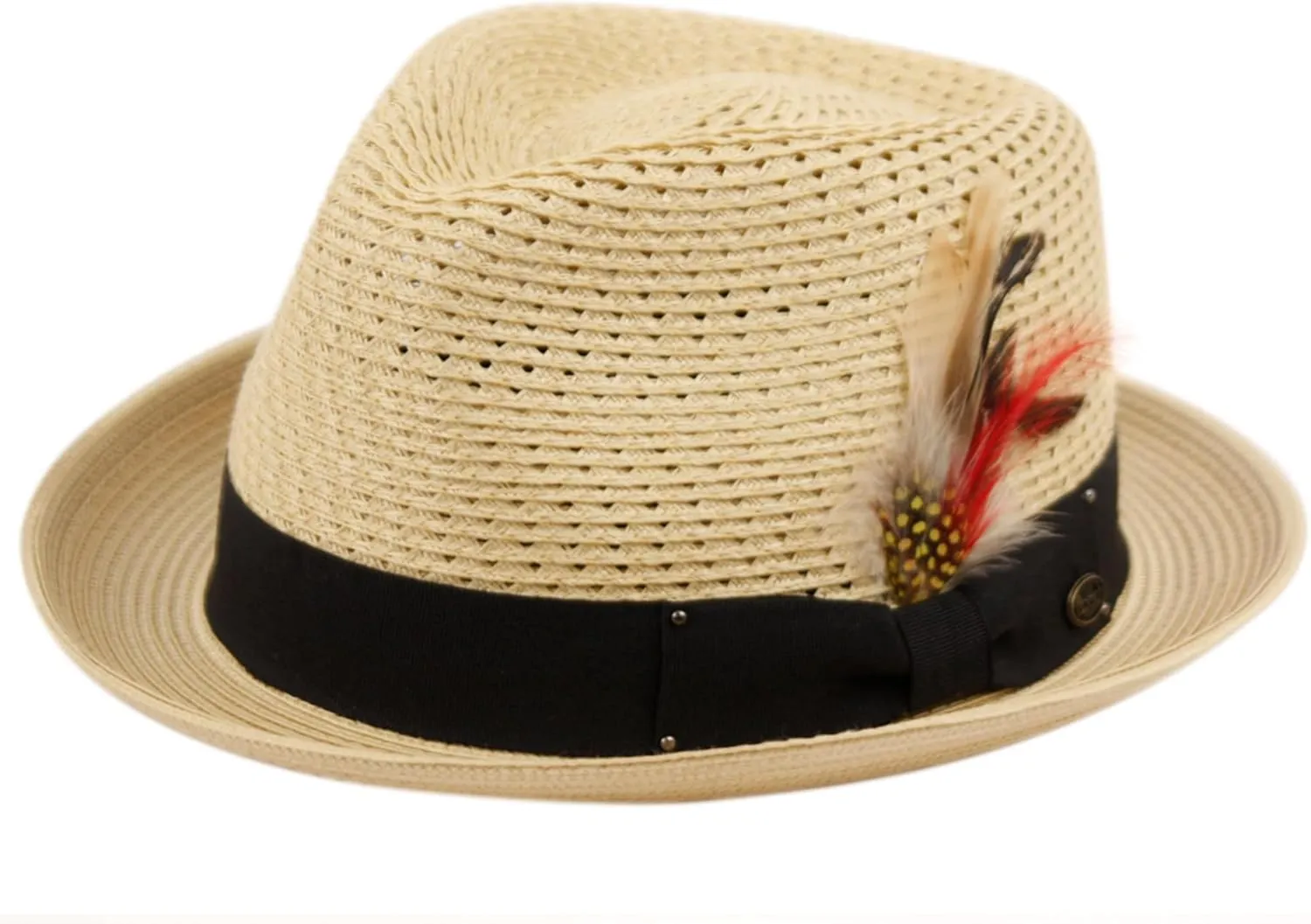 Epoch Men's Classy Travel Crushable 2tone Derby Fedora Upturn Curl Brim Hat (US, Alpha, Small, Medium, F2682 Natural)