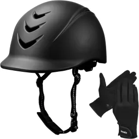 Equestrian Adult Helmet and Gloves Set for Horseback Riding and Training, Gloves Kits for Women and Man