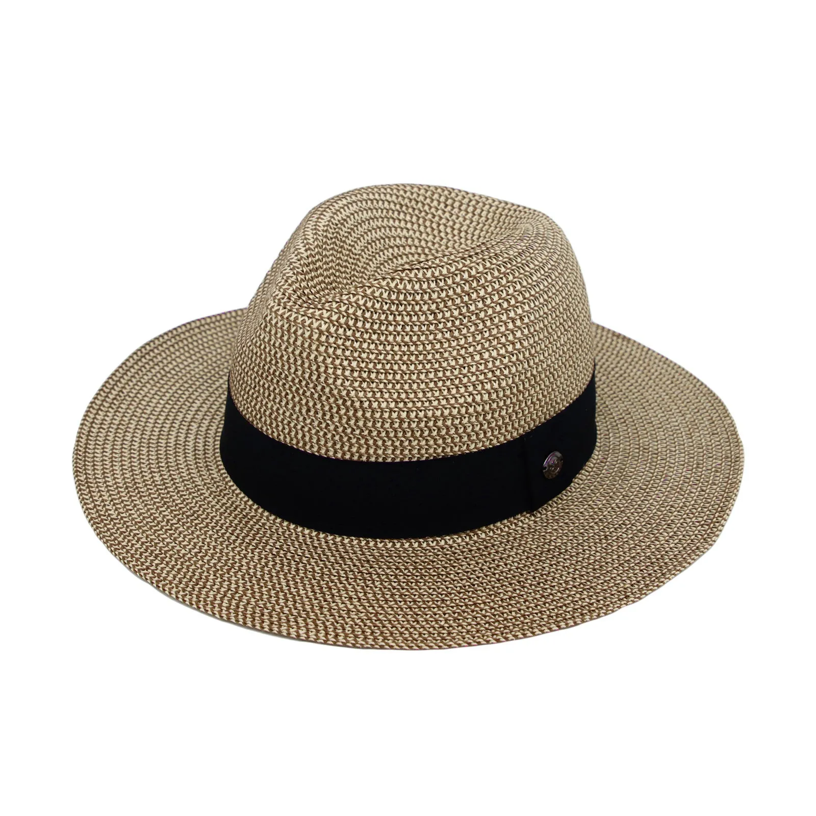 Fedora Panama Sun Hat Wide Brim Straw Black Banded SL61336