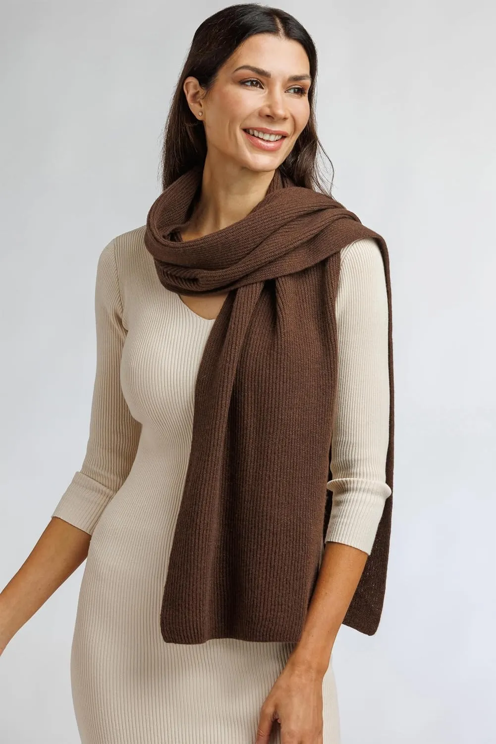 Fishers Finery Women's 100% Cashmere Ribbed Knit Winter Scarf | Black Label Box