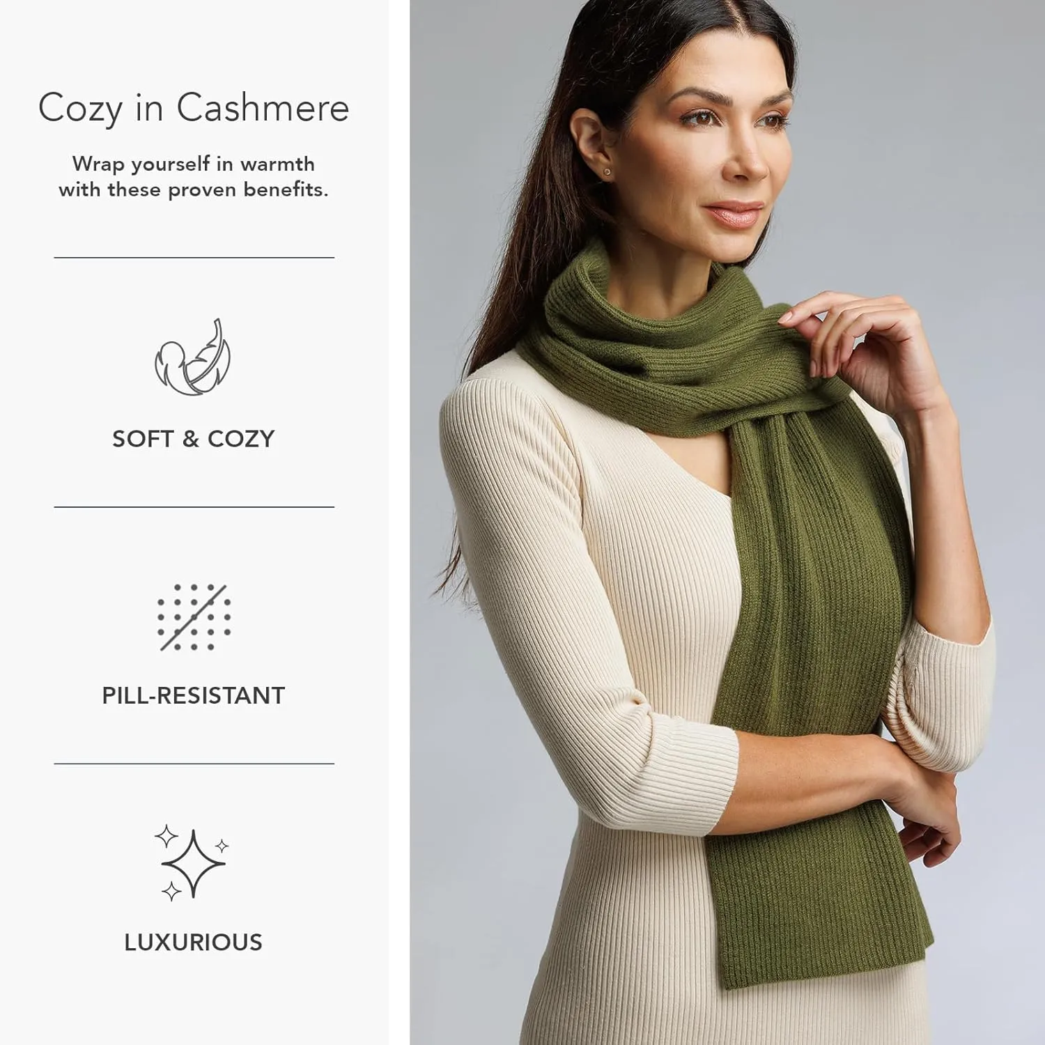 Fishers Finery Women's 100% Cashmere Ribbed Knit Winter Scarf | Black Label Box