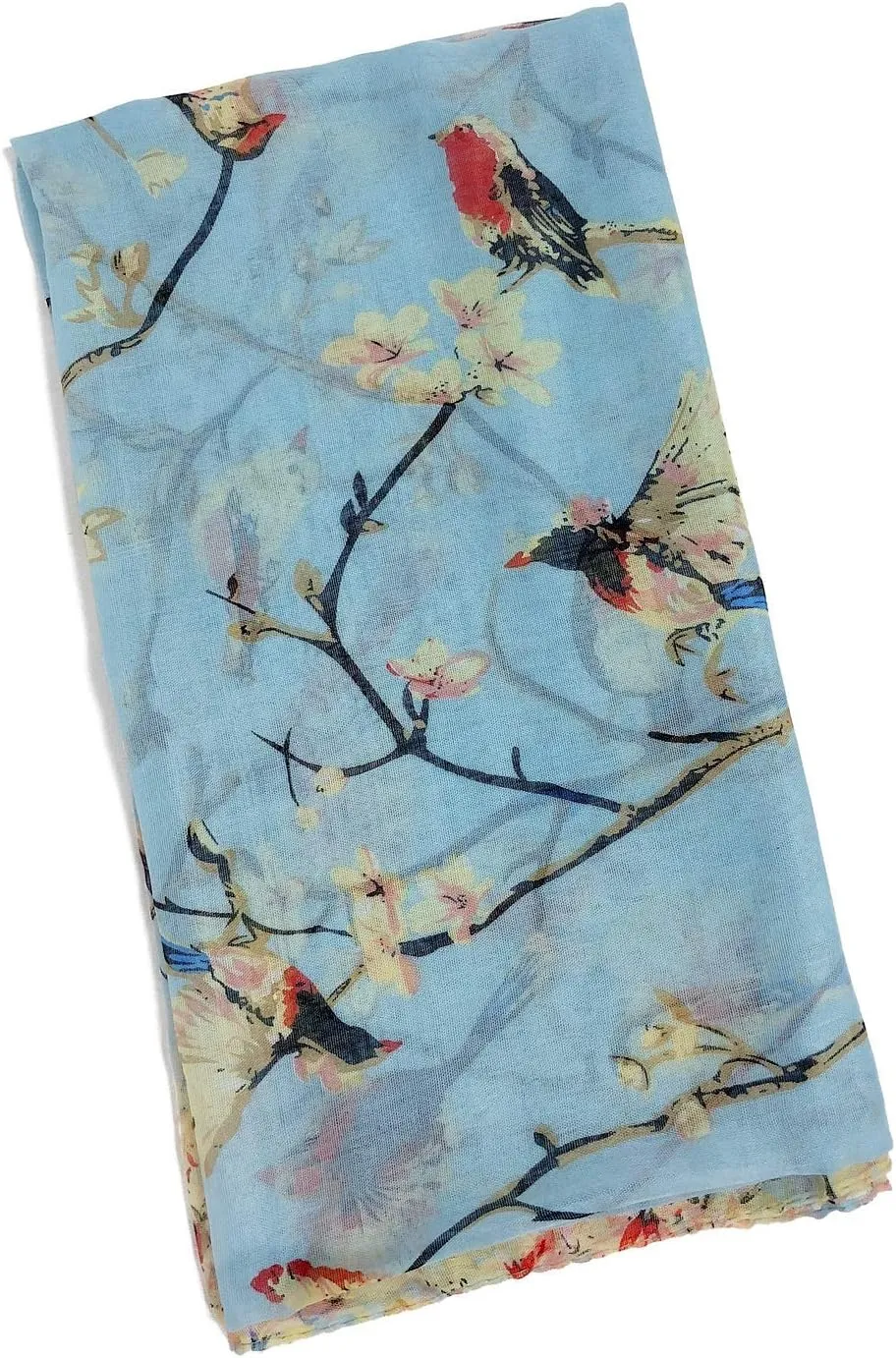 GERINLY Scarfs for Women Lightweight Floral Birds Print Cotton Scarves and Wraps for Summer Shawl