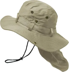 Glory Max Bucket Boonie Hat with Neck Flap Cover Sun Safari Wide Brim Fishing Garden Hiking Cap