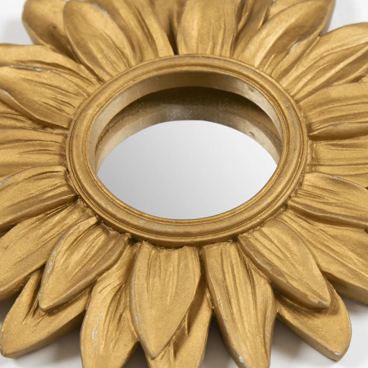 Gold Sunflower Decorative Mirror With Hook - 21 cm