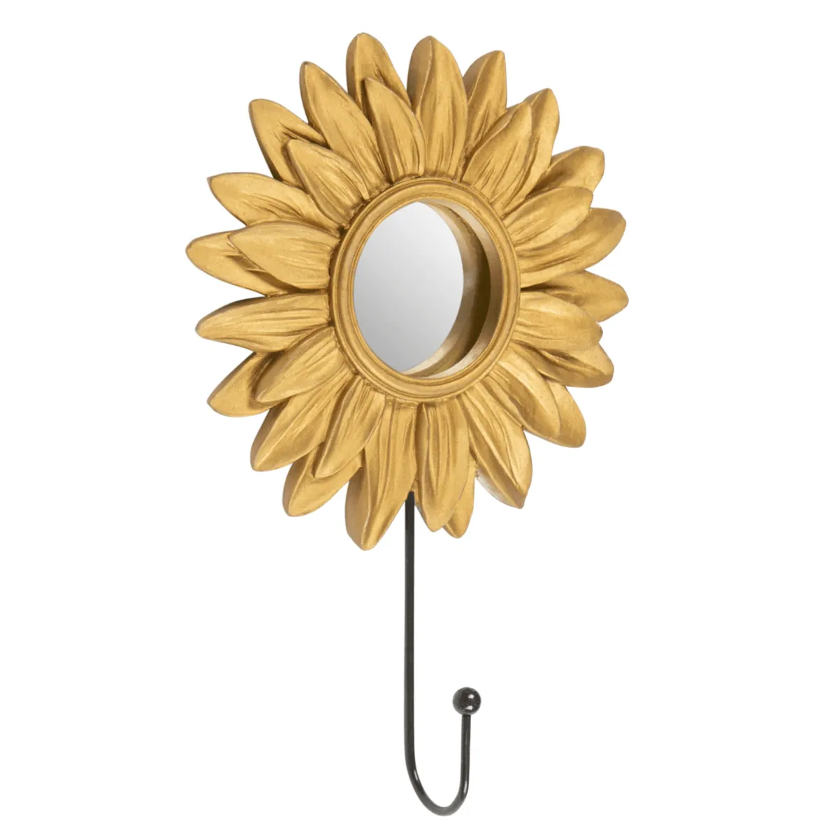 Gold Sunflower Decorative Mirror With Hook - 21 cm