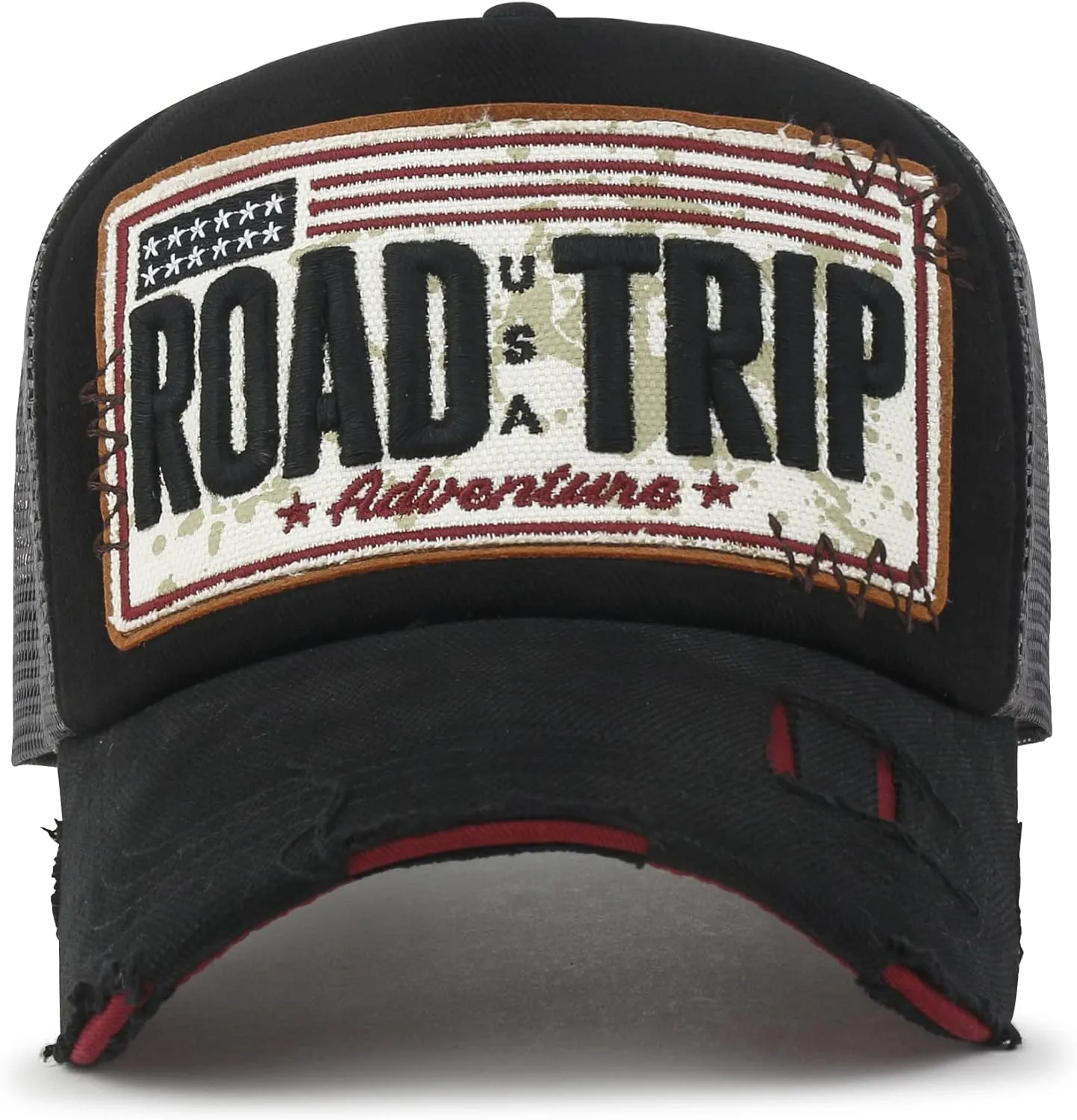 ililily Premium Road Trip Vintage Distressed Snapback Trucker Hat Baseball Cap
