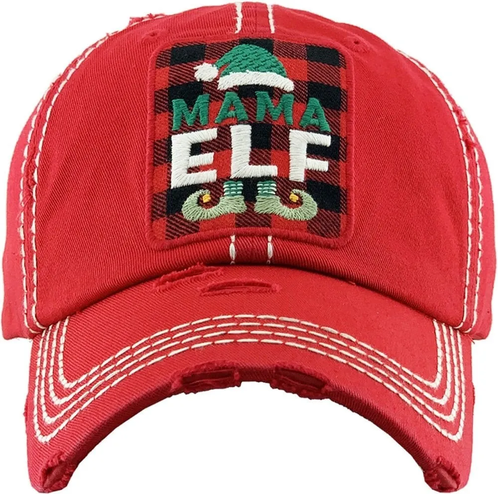 KBV1352 "Mama Elf" Vintage Washed Baseball Cap
