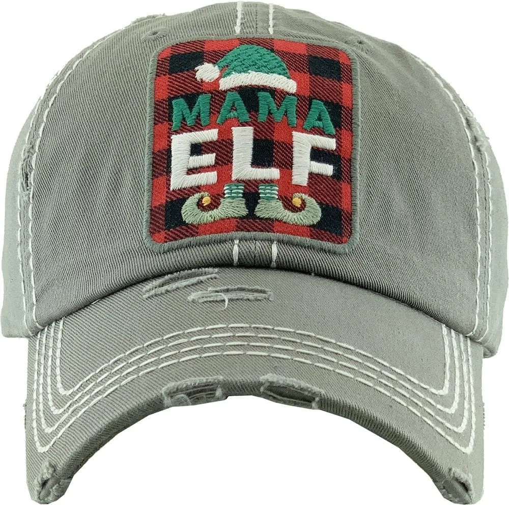 KBV1352 "Mama Elf" Vintage Washed Baseball Cap