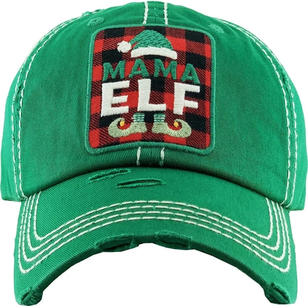 KBV1352 "Mama Elf" Vintage Washed Baseball Cap