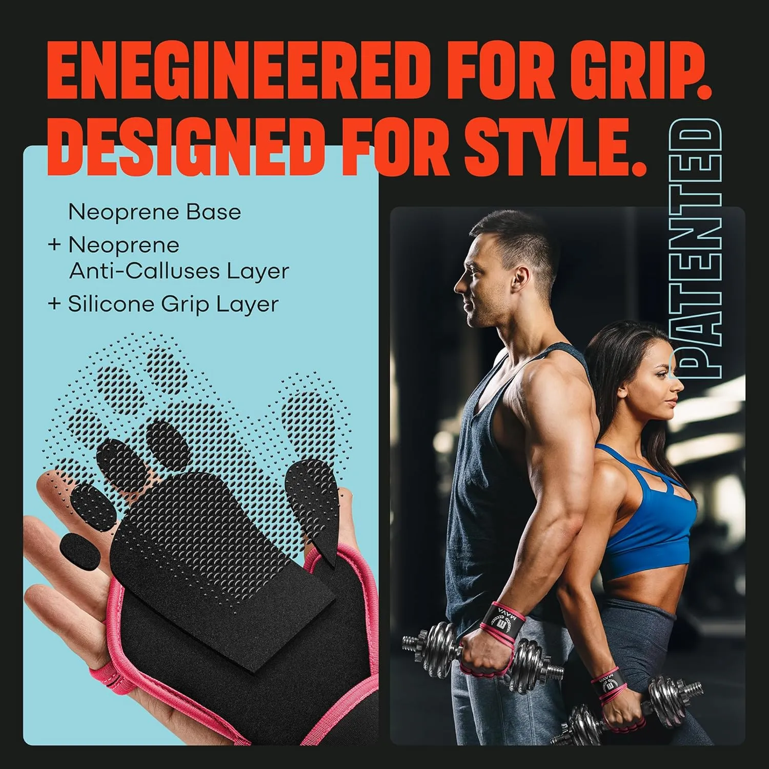 MAVA Open Gym Gloves for Men & Women; Padded Weight Lifting Gloves with Wrist Support for Comfort, Protection; Strong-Grip Fingerless Workout Gloves for Men & Women; Anti-Sweat Gym Accessories