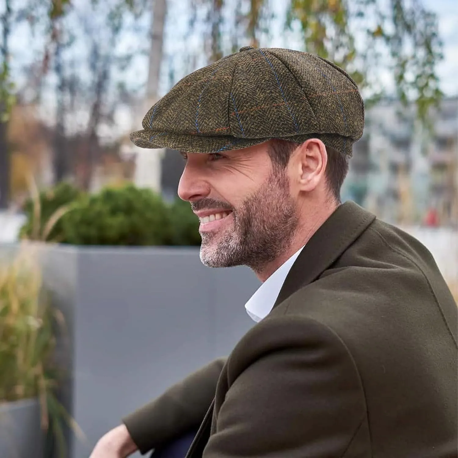 Mens Woolen Newsboy Cap Tweed Gatsby Ivy Cabbie Flat Golf Hat Present for Fathers Women Unisex