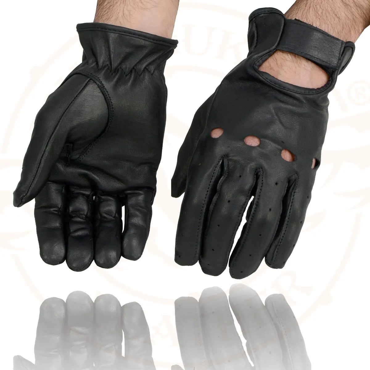Milwaukee Leather SH247 Men's Black Perforated Leather Full Finger