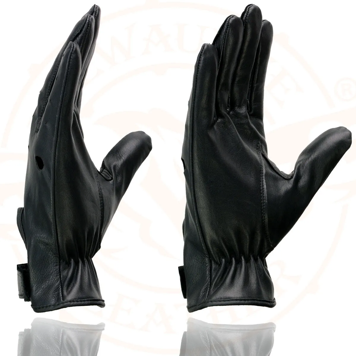 Milwaukee Leather SH247 Men's Black Perforated Leather Full Finger