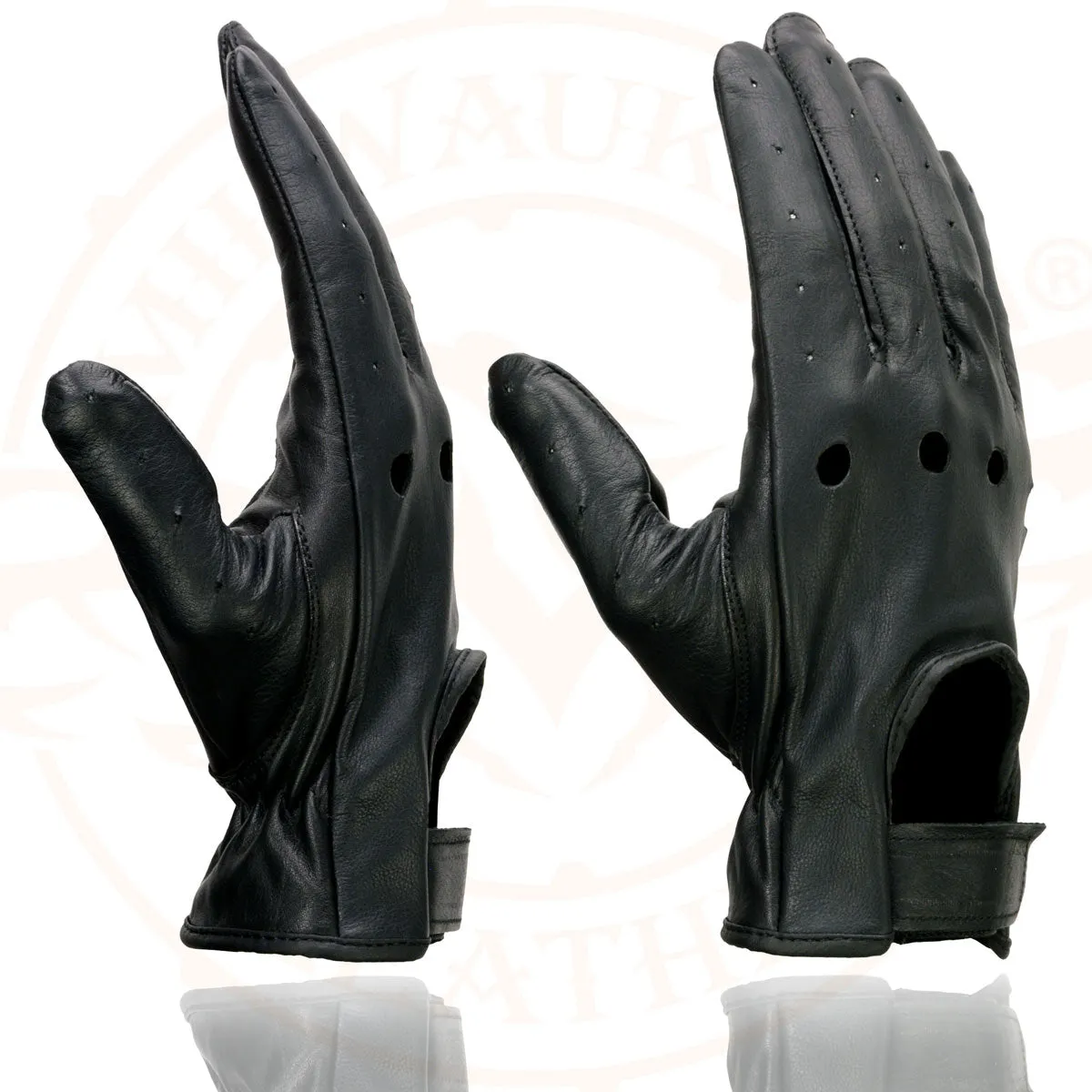 Milwaukee Leather SH247 Men's Black Perforated Leather Full Finger
