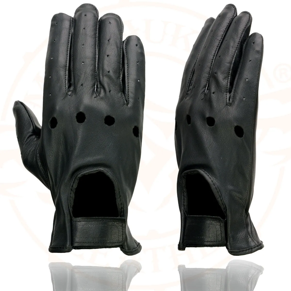 Milwaukee Leather SH247 Men's Black Perforated Leather Full Finger