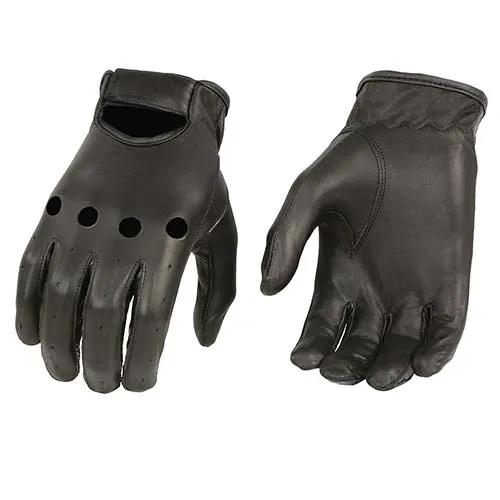 Milwaukee Leather SH247 Men's Black Perforated Leather Full Finger