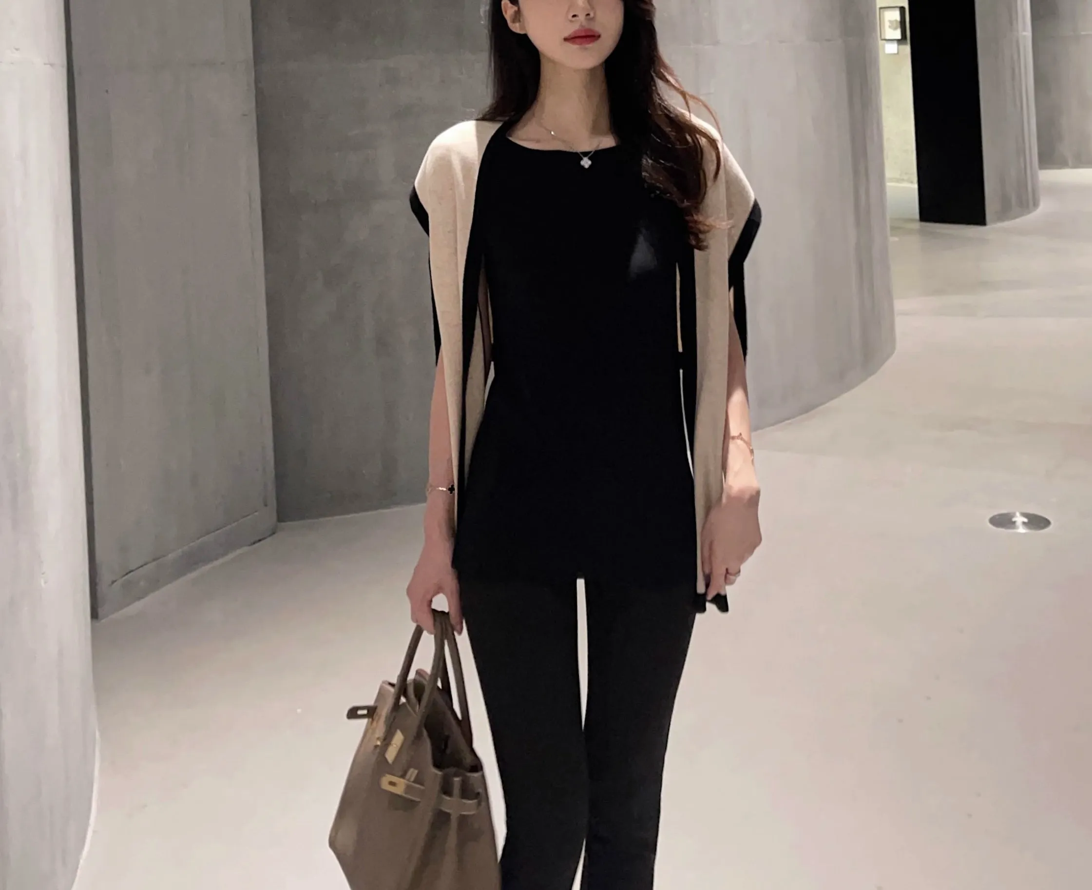 Monochrome knit shawl top (preorder)