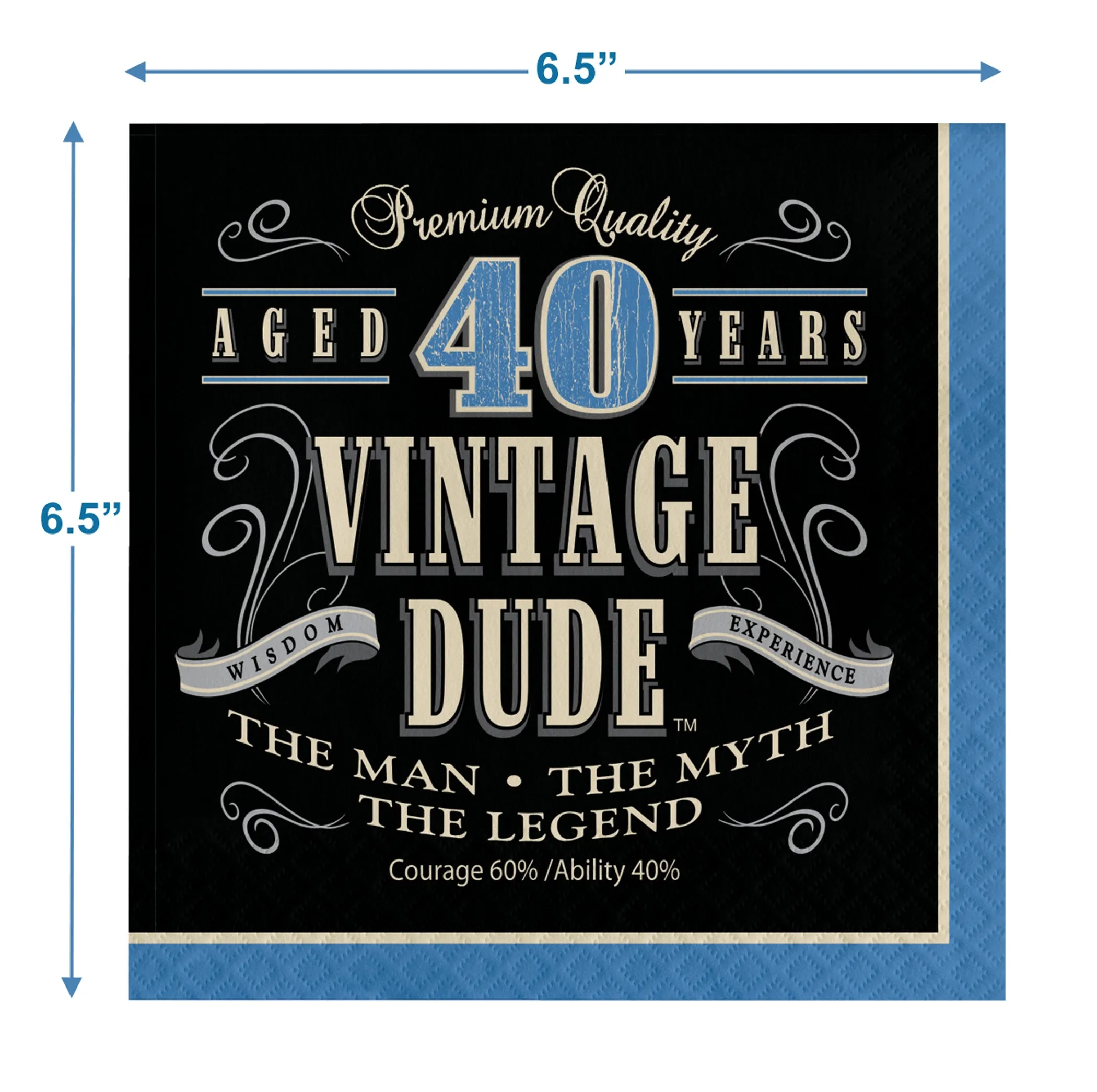 Old Man Vintage Dude Party Supplies - 40th Milestone Birthday Dessert Plates and Napkins (Serves 16)