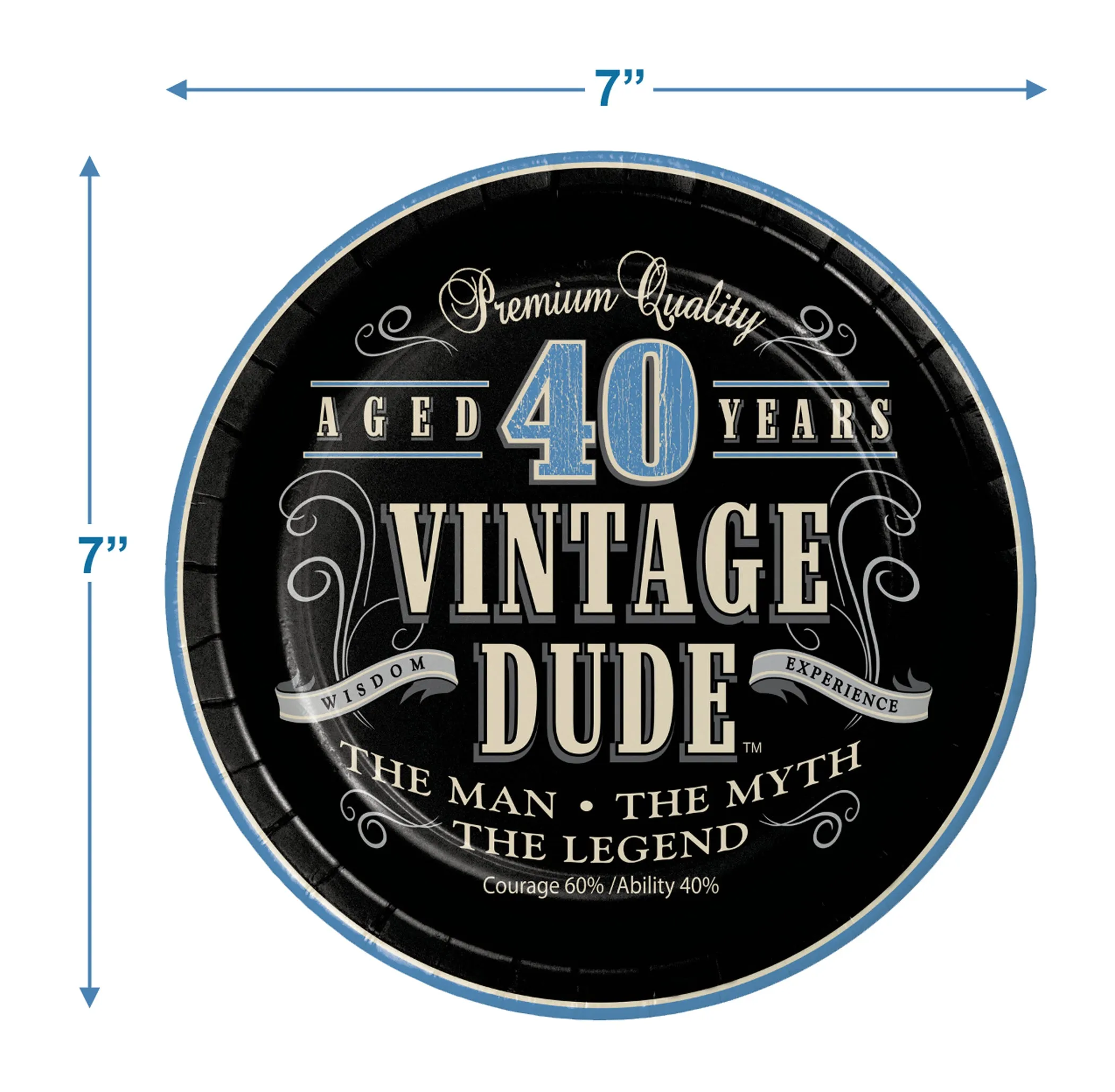 Old Man Vintage Dude Party Supplies - 40th Milestone Birthday Dessert Plates and Napkins (Serves 16)