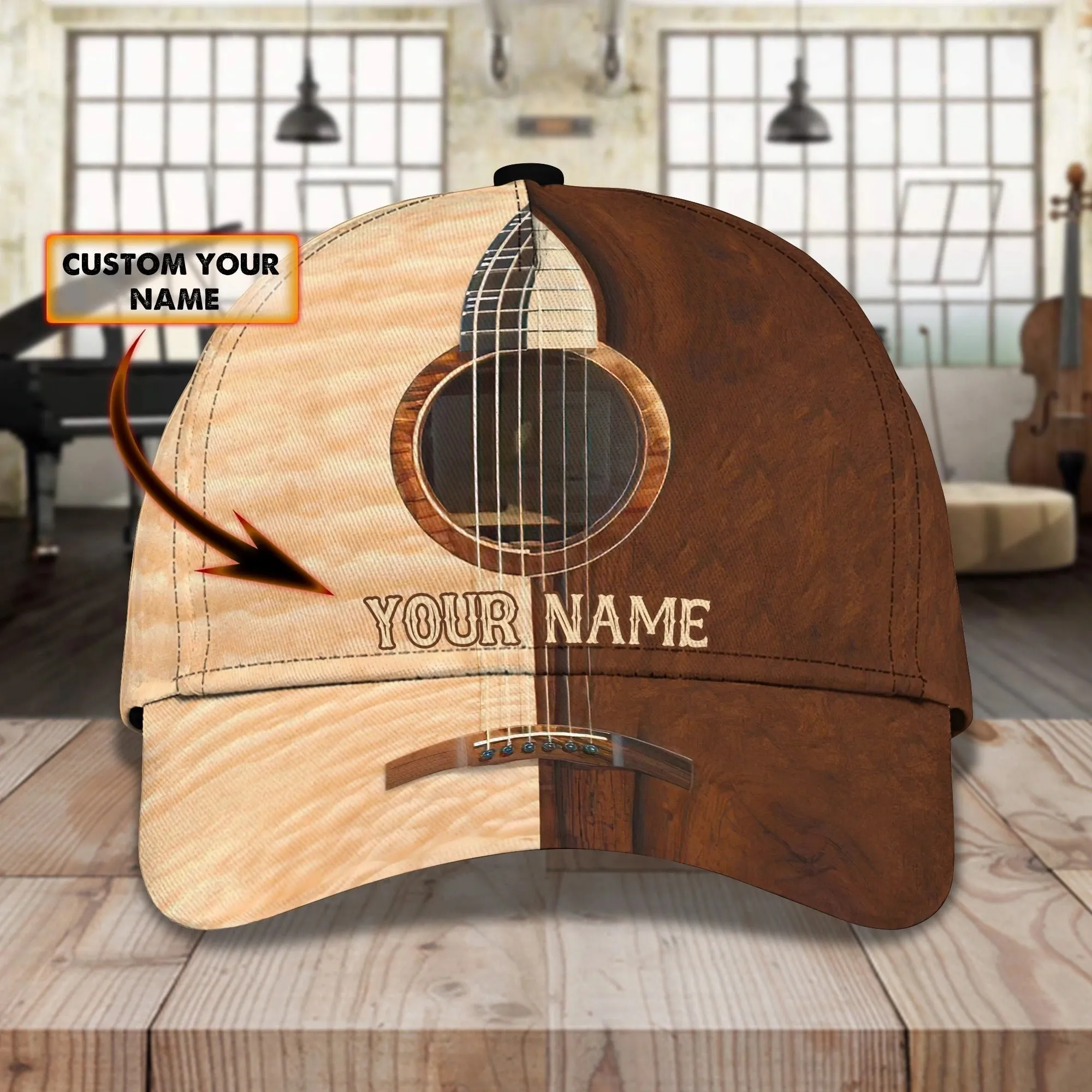 Personalized Guitar 3D Full Print Cap Hat For Musican, Guitarist, Music Is My Second Language, Music Lover Gift