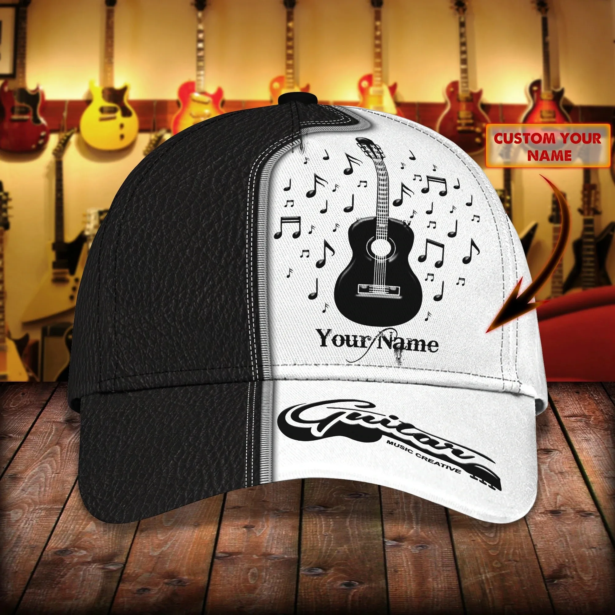 Personalized Guitar 3D Full Print Cap Hat For Musican, Guitarist, Music Is My Second Language, Music Lover Gift